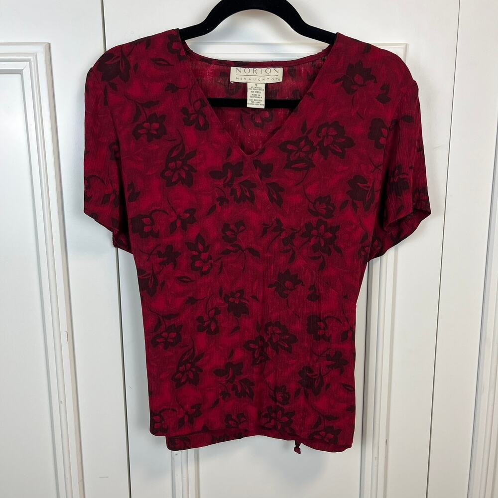 Norton McNaughton Red Floral Blouse